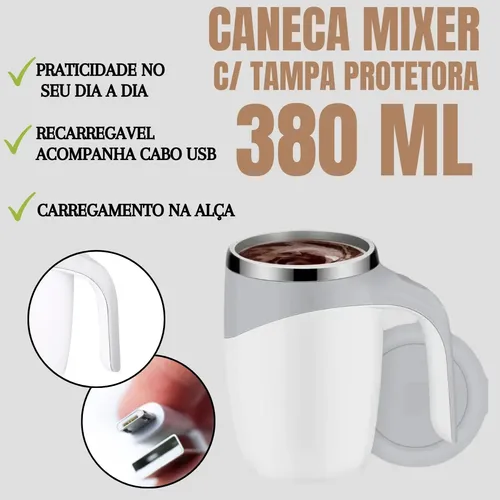 Frame de anúncio examinado da caneca que mistura sozinha